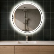 Lustro Okrągłe Podświetlane Do Łazienki LED L76 - Okrągłe Lustro Do Toaletki z Oświetleniem Do Makijażu - Lustro Okrągłe 100 Cm - Okrągłe Lustro Smart