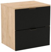 Ryflowana szafka pod umywalkę z blatem czarny + orzech K2-P96