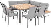 Doppler EXPERT PLUS AVERSA TEAK ogrodowy zestaw wypoczynkowy 4+2+1 szary