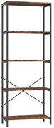 HOMCOM Regał na książki, 5 poziomów, metal, powierzchnia melaminowa, brązowy