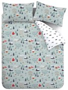 Szaroniebieska flanelowa pościel dwuosobowa 230x220 cm Winter Scene – Bianca