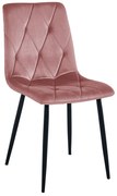 Różowe tapicerowane krzesło welurowe z czarnymi nogami H1-A09