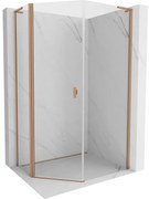 Mexen Mist L kabina prysznicowa pięciokątna asymetryczna uchylna 80x100 cm, transparent, miedź szczotkowana - 8A8L-080-100-65-00