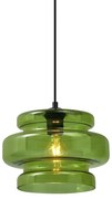 Retro Lampa Wisząca Czarna z Zielonym Szkłem - Denise Retro Oswietlenie wewnetrzne