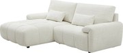 Kanapa narożna lewostronna z białej tkaniny szenilowej ANELKO