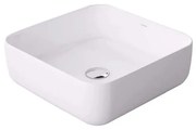 Umywalka ceramiczna nablatowa kwadratowa biała bezotworu na baterię 39 x 39 cm ALIZMA z rantem typu Slim
