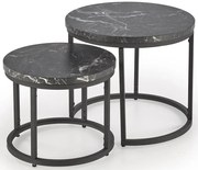Okrągły zestaw stolików kawowych czarny marmur S2-G24