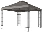 Outsunny Pawilon ogrodowy 3 x 3 m, projekt z 2-poziomowym dachem, ochrona UV30+, odporny na UV, ochrona przed słońcem, metalowy stelaż, ciemnoszary