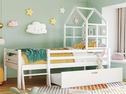 Łóżko ze schowkiem 140 x 200 cm - tkanina lniana - kolor szary + materac