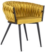 Musztardowe nowoczesne krzesło z podłokietnikami R6-R60