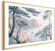 Plakat Błękitne wybrzeże 90x60 cm z ramą złotą z marginesem ARTGEIST B