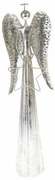 Świąteczna metalowa dekoracja LED Angel with star, srebrny, 23 x 70 cm
