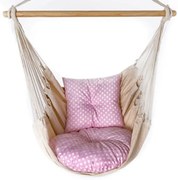 Huśtawka hamak brazylijski na taras różowy + biały F2-W46