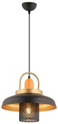 Lampa wisząca MONZA na lince 1xE27/40W/230V, śr. 32 cm, czarna/złota