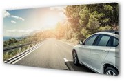 Obraz na płótnie Góry chmury auto droga drzewa