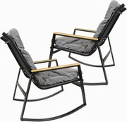 Fotel bujany, stalowy, z poduszkami, szary, 2szt