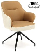 Krzesło tapicerowane K527 brązowe/beżowe obracane HALMAR