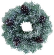 Wieniec plastikowy zaśnieżony z szyszkami, śr. 28 cm