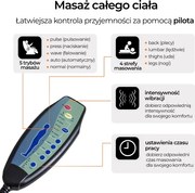 Fotel Masujący BONO Elektryczny Rozkładany z Podnóżkiem Czarny Ekoskóra Nowoczesny