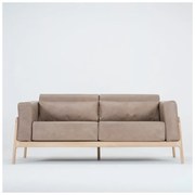 Jasnobrązowa sofa z bawolej skóry z konstrukcją z litego drewna dębowego Gazzda Fawn, 180 cm