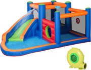Outsunny Zamek Bawialnia Nadmuchiwany z Zjeżdżalnią Basenem i Strefą Skakania dla 3 Dzieci Wielofunkcyjny | Aosom PL