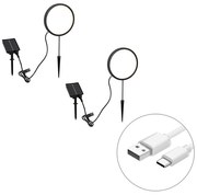 Zewnetrzna Zestaw 2 czarnych lamp na szpikulec 50 cm z wbudowanym akumulatorem LED i panelem słonecznym IP65 - Adalind Nowoczesny Oswietlenie zewnetrzne
