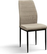 Zestaw 4 beżowych krzeseł z tkaniny i matowych czarnych metalowych nóg - LUBIANA