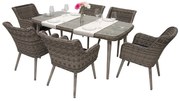 Zestaw rattanowy ogrodowy VICTORIA 1+6 (szary)