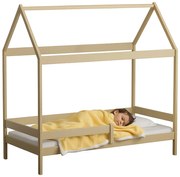 Drewniane łóżko w stylu skandynawskim, wanilia T8-M21