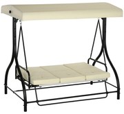 Outsunny Huśtawka Ogrodowa z Ochroną Przeciwsłoneczną, 3 Miejsca, Łóżko Huśtawkowe