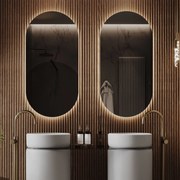 Lustro owalne symetryczne bezramowe z podświetleniem PLATAN LED | Różne rozmiary | Różne kolory szkła : Kolor tafli szkła - Grafit, Rozmiar - 40 x 80 cm