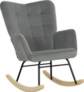 HOMCOM Wintage fotel bujany, zakrzywione płózki, gruba tapicerka, drewno bukowe &amp; stal, ciemnoszary