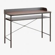 Biurko 120x50 Cm Ze Stali I Mdf Kerobert Szary Granit - Ciemna Czerń - Sklum