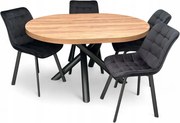 Stół owalny DĄB CHARLESTONE Egger + 4 Krzesła Czarne Velvet