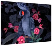 Obraz - Papuga wśród kwiatów (70x50 cm)