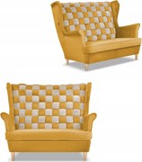 Sofa kanapa uszak CAROL DUO skandynawska Family Meble żółta miodowo - szara