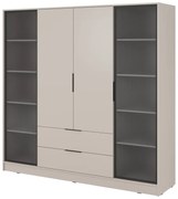 Szafa uchylna - czterodrzwiowa z szufladami, szkło mleczne - Kevis 4D | kaszmir