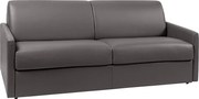 Kanapa 4-osobowa rozkładana typu express z szarej ekoskóry - Powierzchnia spania na szerokich listwach 160 cm - Materac 14 cm CALIFE