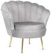 Szary fotel muszelka na złotych nogach Z3-M07