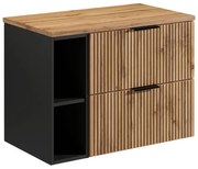 Szafka pod umywalkę wisząca ryflowana z wnękami - Naturalny jasny - szer. 80 cm - MADELA