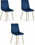 Krzesło Valora TYRA z granatowym aksamitem i drewnianymi nogami x3