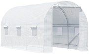 Outsunny szklarnia foliowa przestronna 445x200x200cm biała stabilna konstrukcja do uprawy roślin | Aosom PL