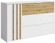 Komoda z 3 szufladami i 1 szafką - Naturalny i biały - TUNALO