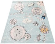 Turkusowy dywan z planetami do pokoju dziecięcego A6-N06