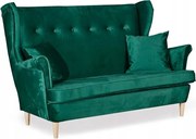 Sofa 2 os Uszak butelkowa zieleń WATERPROOF welur