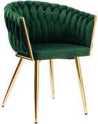 Ciemnozielone krzesło plecione do salonu H2-M32