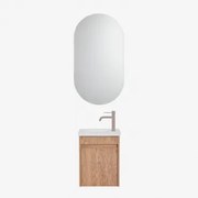 Zestaw Wiszących Mebli Łazienkowych Zintegrowany Z Umywalką Narek Popielaty Brąz & Owalny Z Miejscem Do Przechowywania Czarny 50x90 - Sklum