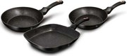 3 aluminiowe czarne patelnie z powłoką granitową D3-D07