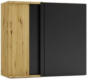 Szafka narożna górna dąb artisan + czarny - Orfa 24X