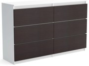 Duża komoda 6 SZUFLAD Szafka 120 cm ARIA Biały/Wenge